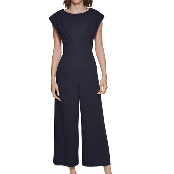 Calvin Klein Petite Cropped Jumpsuit (Indigo) - Picture 1 of 6